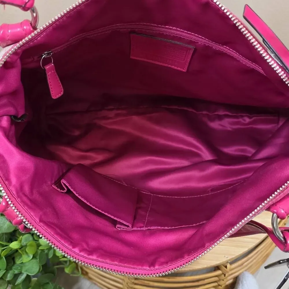 Coach Poppy Metallic Signature Sateen Glam Tote